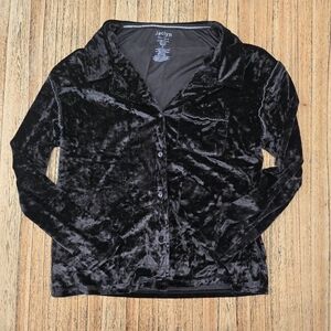 Jaclyn‎ New York 2-Piece Pajama Set Long Sleeve Shirt And Pants, Black, Small